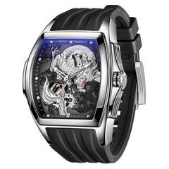 Affordable Luxury Mens Silver Dragon Watches - Reef Tiger RGA3061 Unique Automatic Mechanical Watch