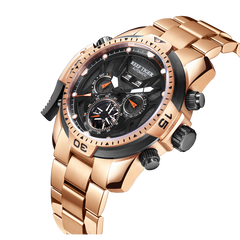 Rose Gold Reef Tiger Aurora RA3532  Men's Automatic Mechanical Watch - Sports Design, Durable Stainless Steel Case/Strap