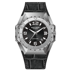 Reef Tiger RGA6903 Mens Black Dial Sport Automatic Watches - 200m Waterproof Dive Wristwatch