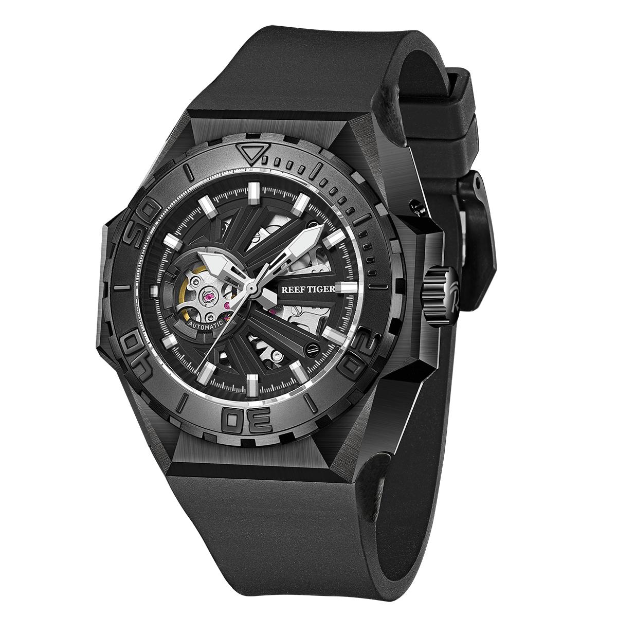 Reef Tiger Black Shark RGA6903-S Diving Automatic Mechanical Watches For Men - Seiko NH70A Automatic Movement Wristwatches