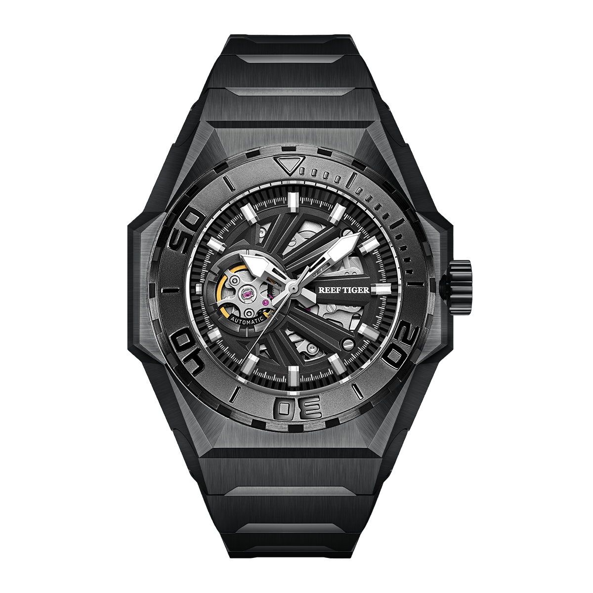 Reef Tiger Black Shark RGA6903-S Diving Automatic Mechanical Watches For Men - Seiko NH70A Automatic Movement Wristwatches