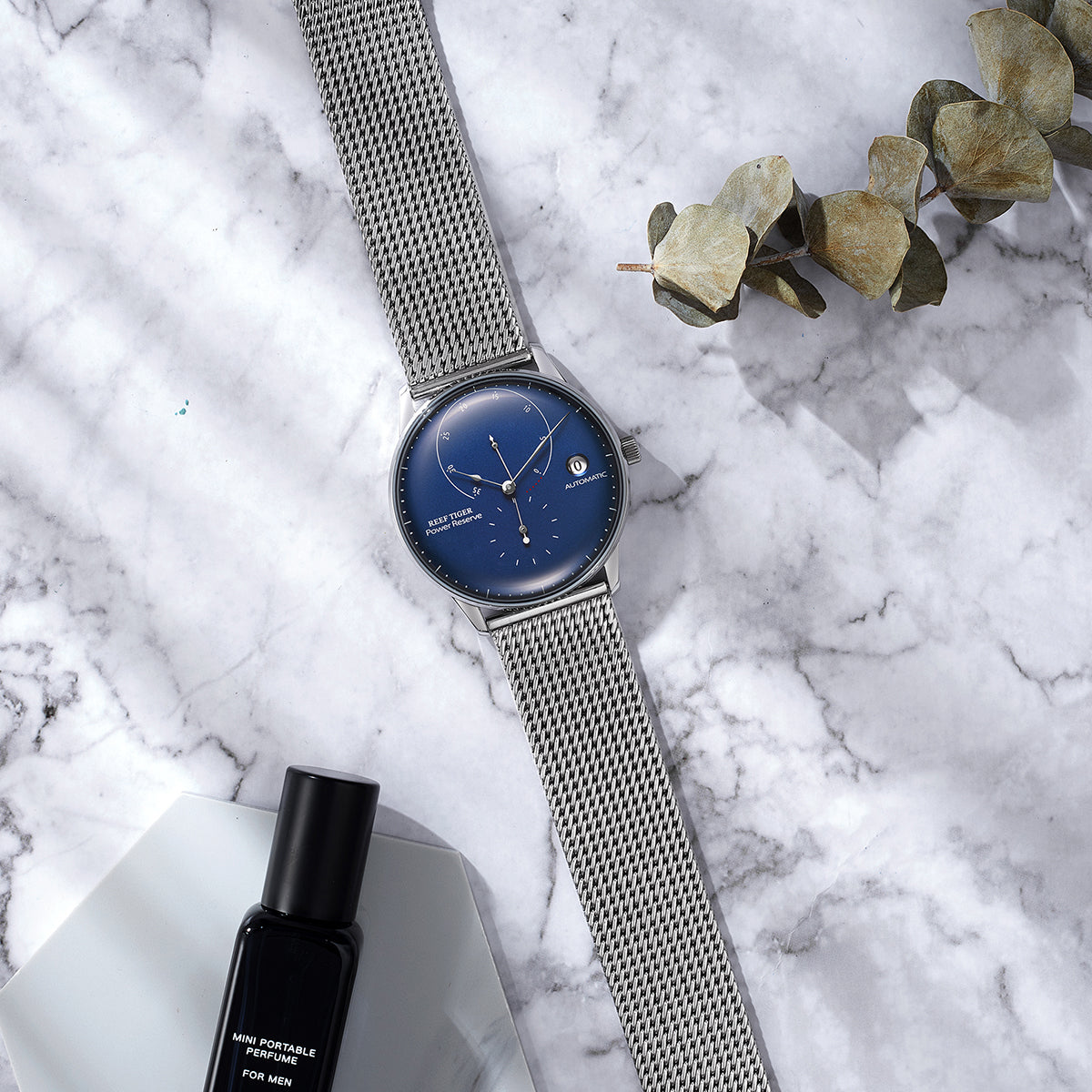 High quality Luxury Men's Blue Dial Automatic Mechanical Waterproof Business Watch - REEF TIGER Seattle Navy 2 Dress Wristwatch