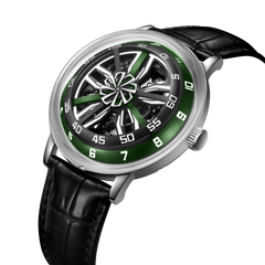 Cool 42mm Supercar Alloy Wheels Green Dial Automatic Watch -OBLVLO SCM-SK Unique Skeleton Watches