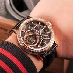 Luxury OBLVLO VM TB Rose Gold & Diamond Tourbillon Watches For Men - Fashion Casual Mens Wrist Watch