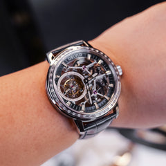 OBLVLO VM TB Men's Automatic Mechanical Tourbillon Skeleton Luxury Zirconium Diamond Inlaid Bezel Watch