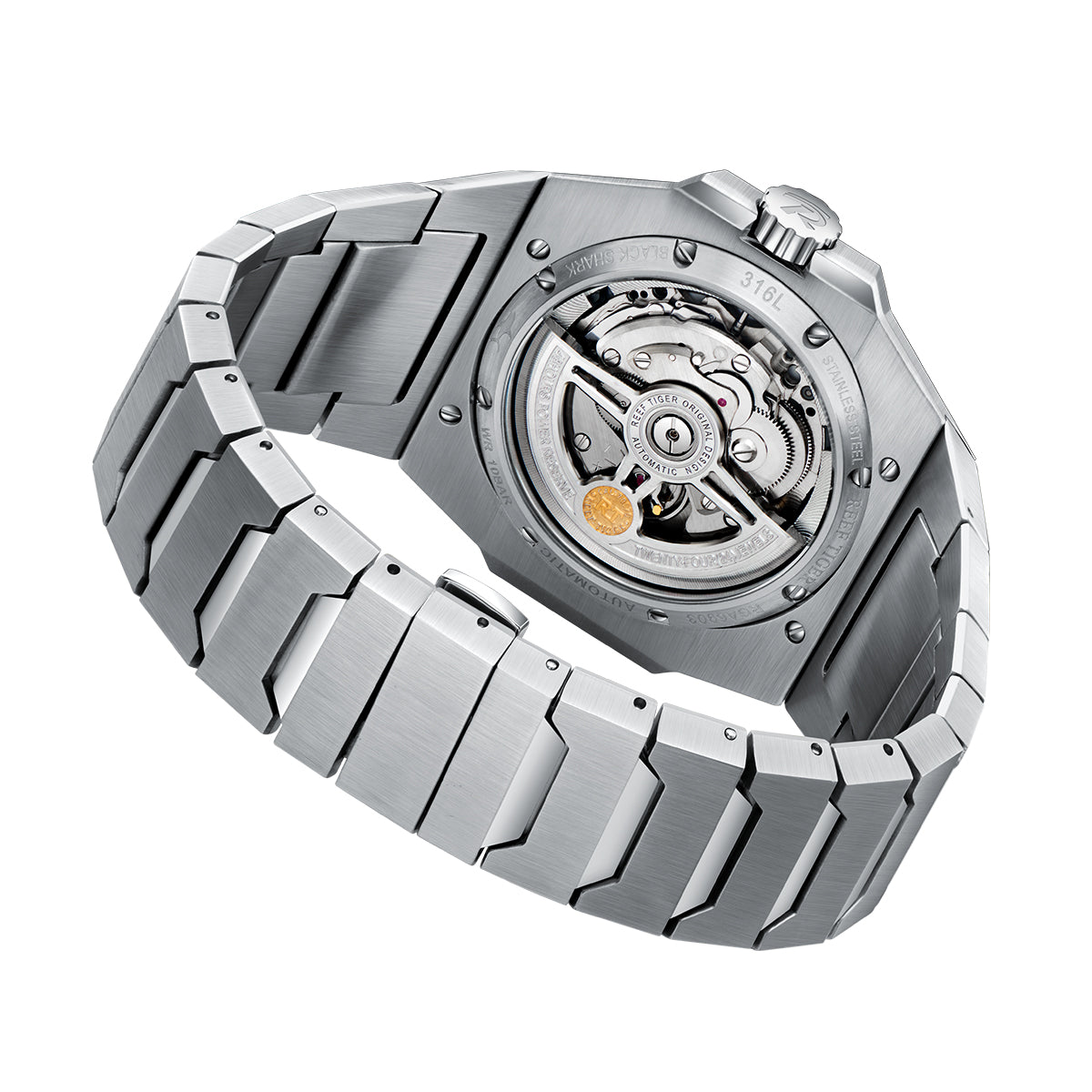 Reef Tiger RGA6903 Mens Black Dial Sport Automatic Watches - 200m Waterproof Dive Wristwatch