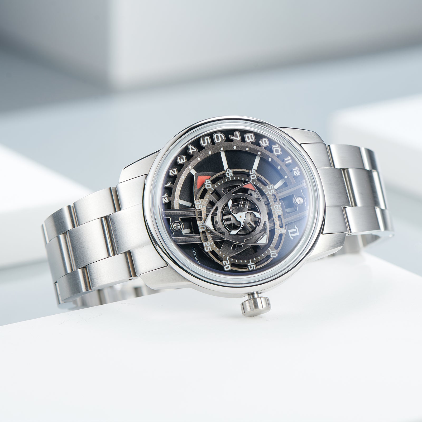 42mm Men Engine Style Watch - Cool OBLVLO JM ROTOR Miyota 8215 Movement Jump Hour Automatic Watch