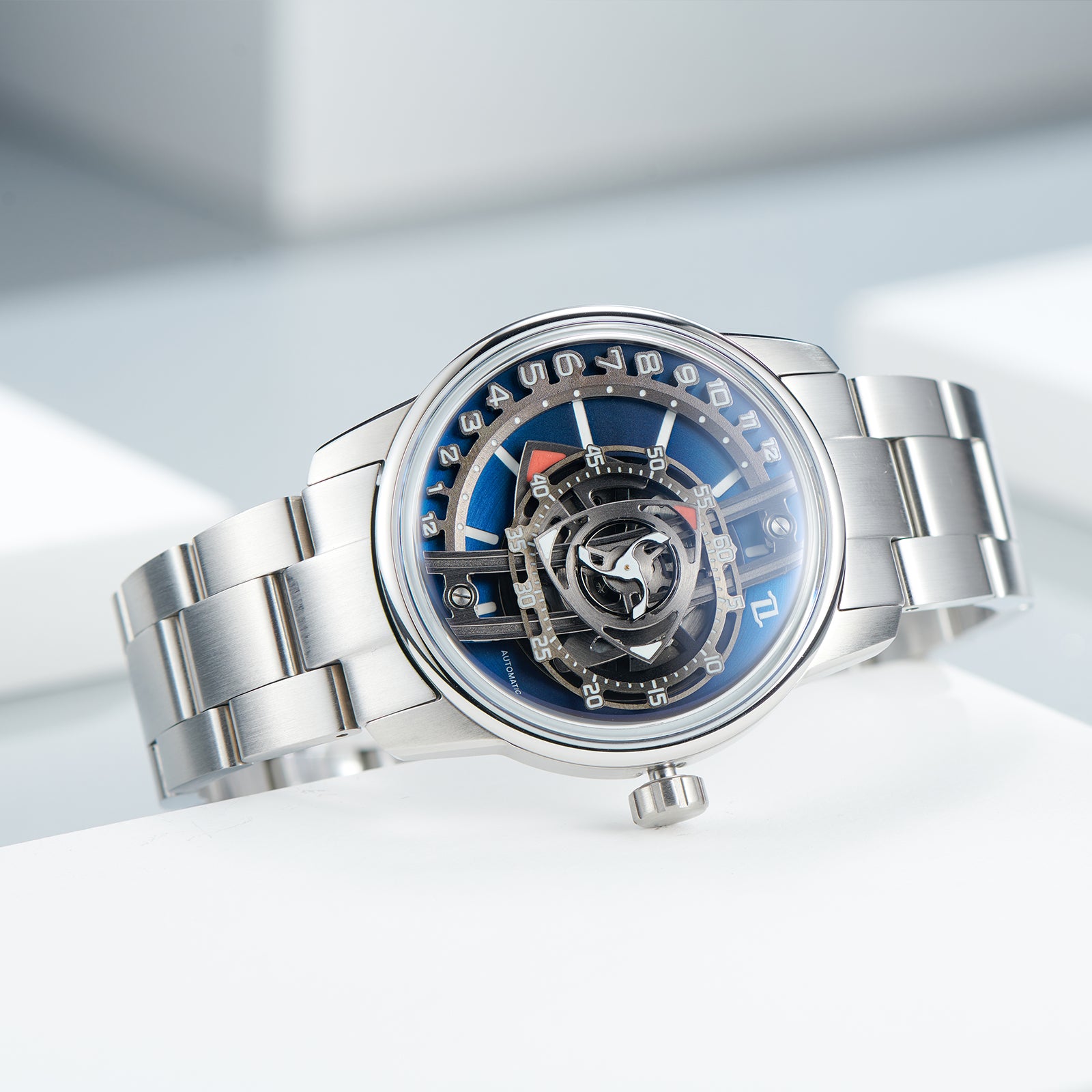 OBLVLO JM ROTOR Blue Rotary Engine Dial Design Watches - Cool Unique Automatic Miyota Movement Mechanical Watches