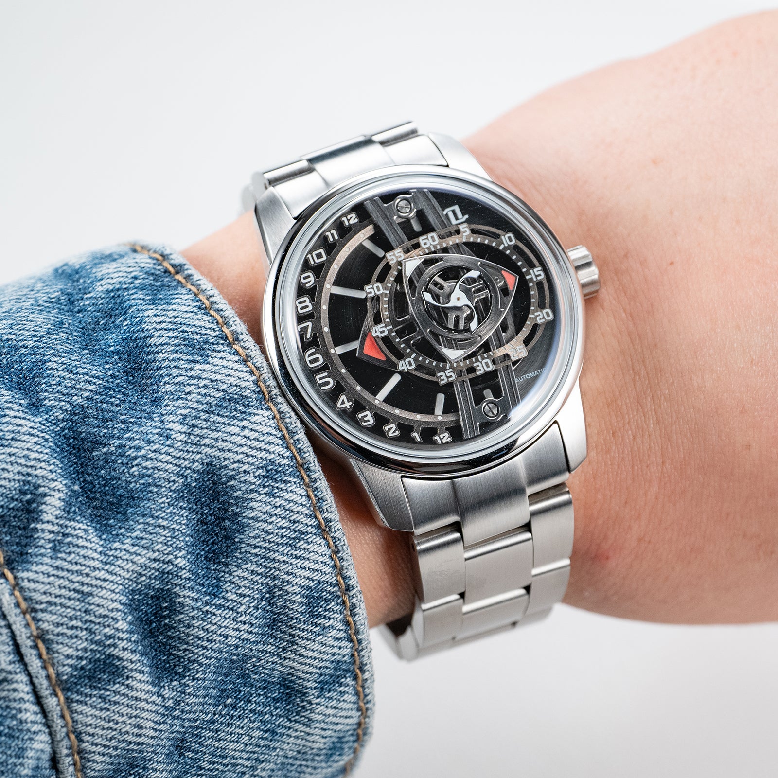 42mm Men Engine Style Watch - Cool OBLVLO JM ROTOR Miyota 8215 Movement Jump Hour Automatic Watch