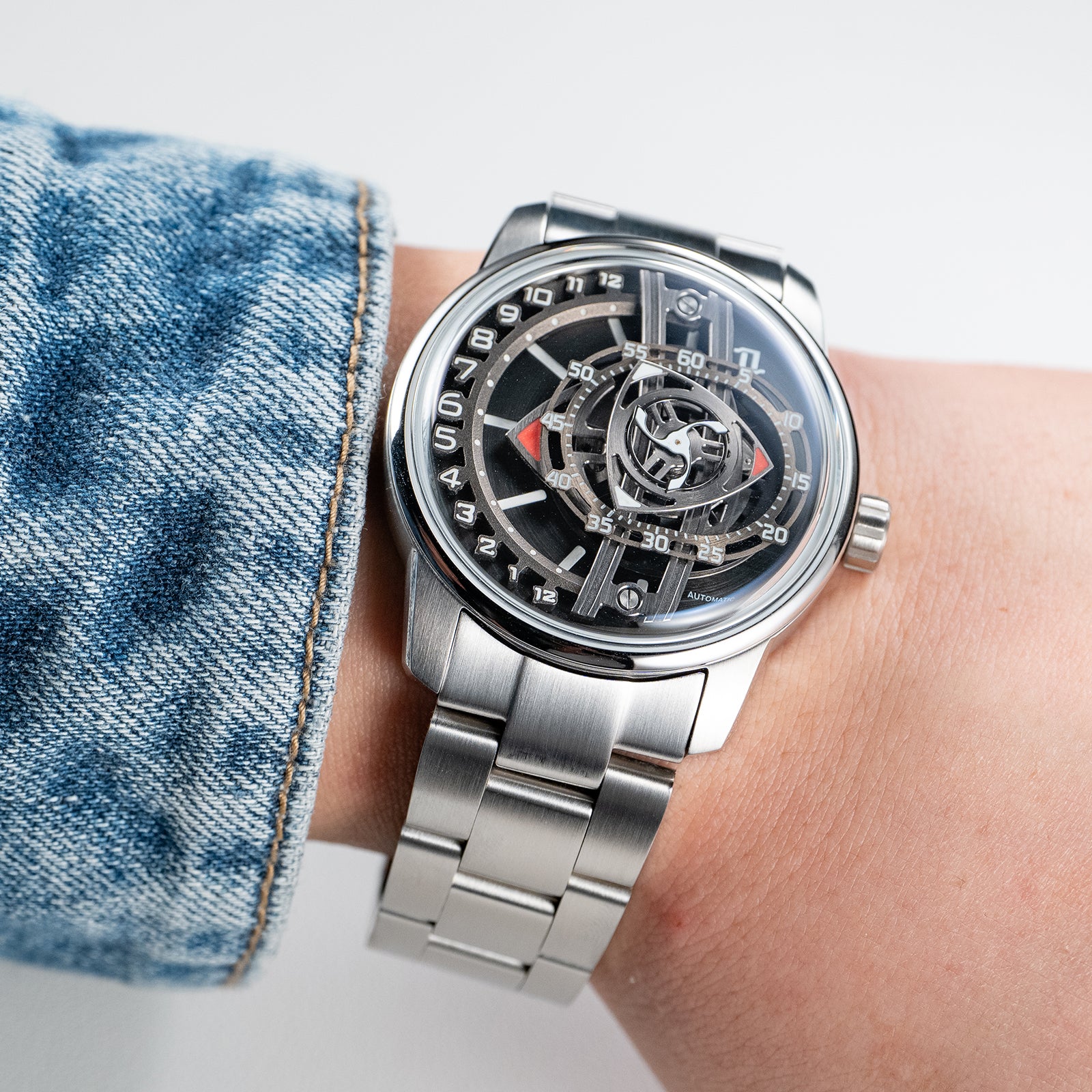 42mm Men Engine Style Watch - Cool OBLVLO JM ROTOR Miyota 8215 Movement Jump Hour Automatic Watch