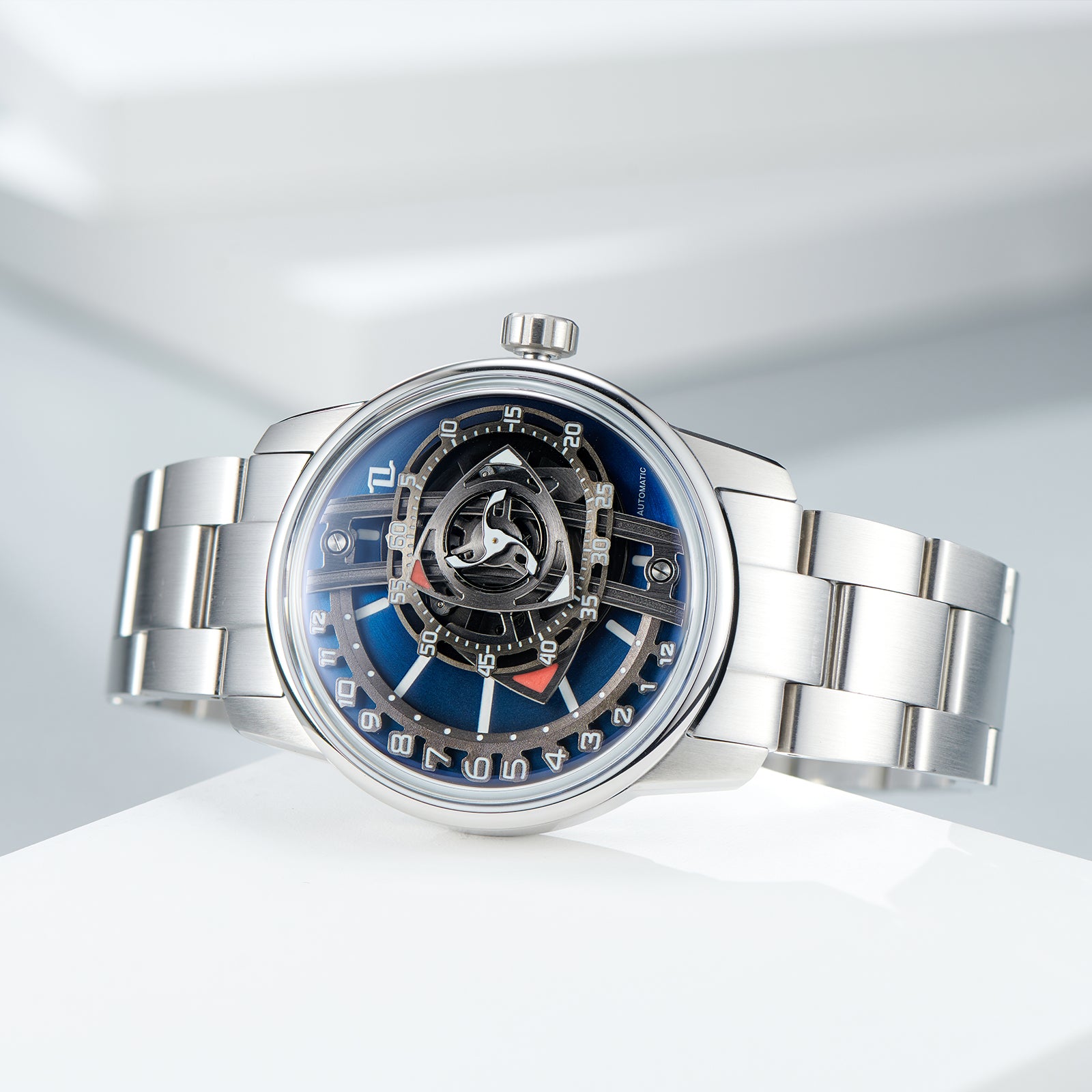 OBLVLO JM ROTOR Blue Rotary Engine Dial Design Watches - Cool Unique Automatic Miyota Movement Mechanical Watches