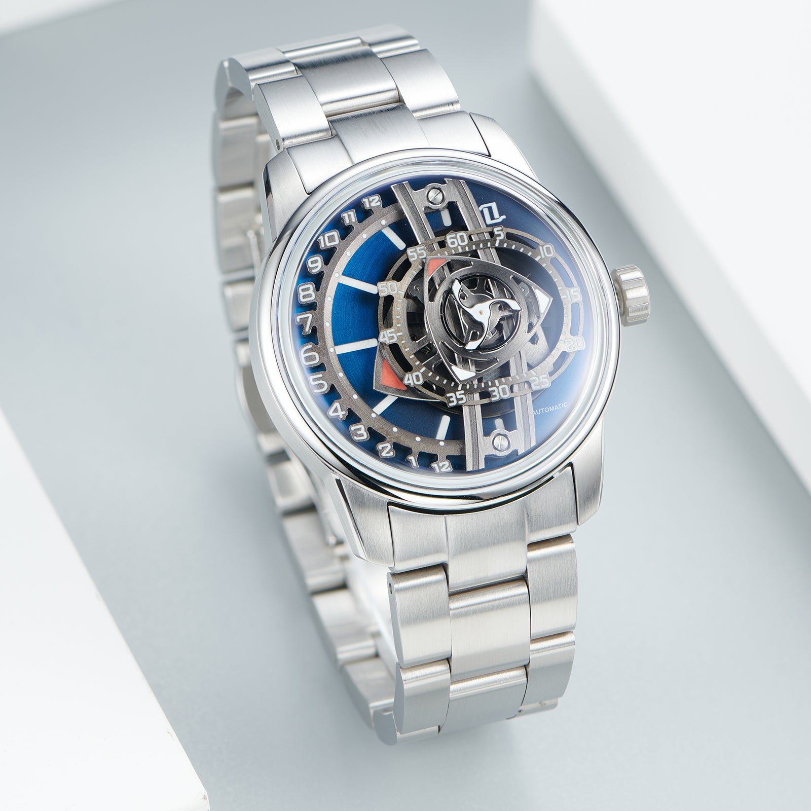 OBLVLO JM ROTOR Blue Rotary Engine Dial Design Watches - Cool Unique Automatic Miyota Movement Mechanical Watches