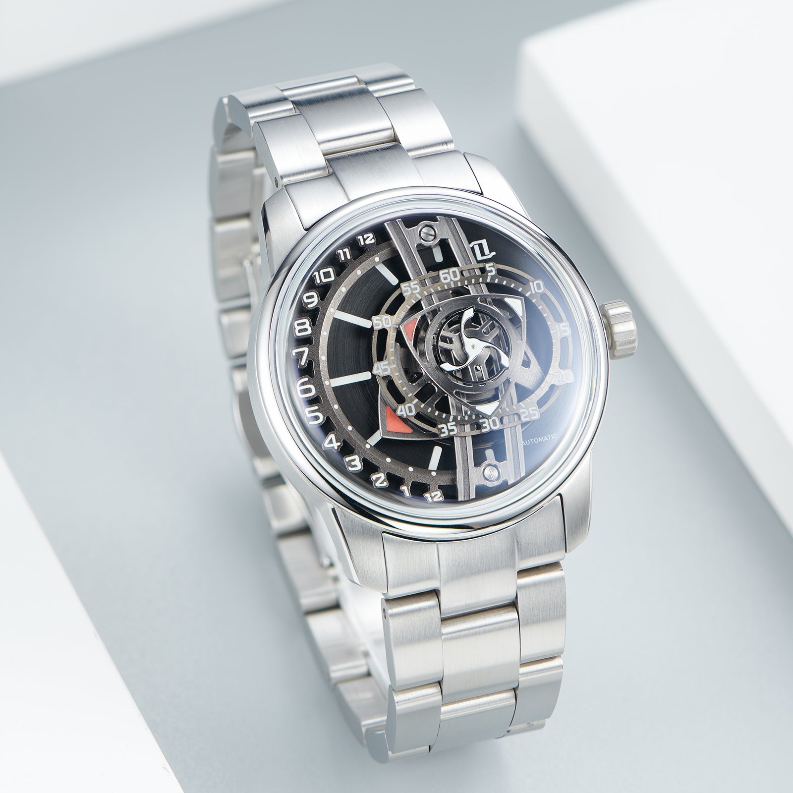 42mm Men Engine Style Watch - Cool OBLVLO JM ROTOR Miyota 8215 Movement Jump Hour Automatic Watch