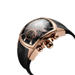 Reef Tiger Aurora Tank II RGA3069 - Men's Rose Gold Case and Black Rubber Strap Band Automatic Watch