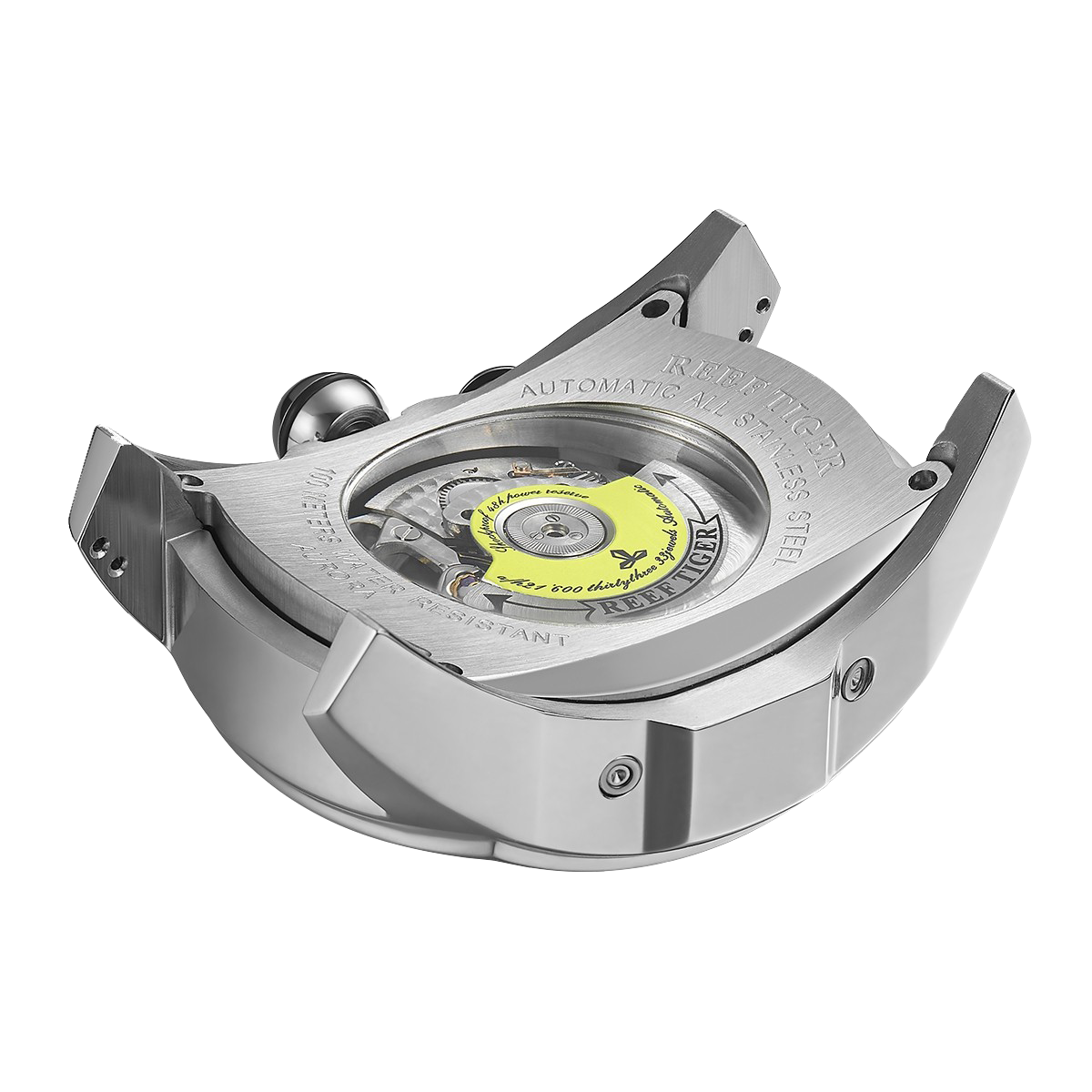 Reef Tiger Aurora Tank II RGA3069 Men's Automatic Watch with Mechanical Movement and Skeleton Tourbillon Style Dial