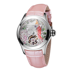 Women's Casual Style Skeleton Mechanical Watch - Diamond Citron Crested Cockatoo Dial Watch - Reef Tiger Aurora Parrots RGA7015