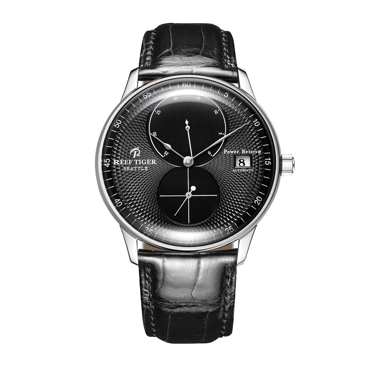 Affordable Luxury 42mm Black Dial & Classics Stainless Steel Case Dress Automatic Watches - Reef Tiger Seattle Navy 1 RGA82B0